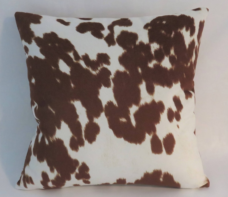 Brown Faux Cowhide Pillow Cover 17 Square Spotted Etsy