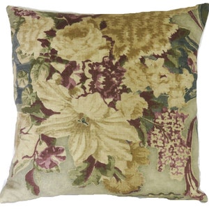 Floral Linen Pillow Cover: Fresco Sage Trompe l&#39;oeil Print