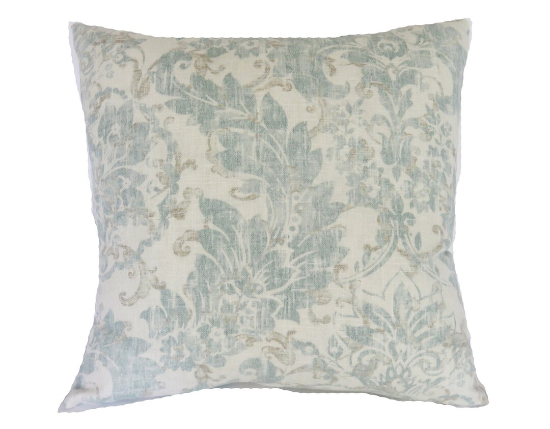 Light Blue Damask Print Pillow Cover Covington Downton Mist Etsy