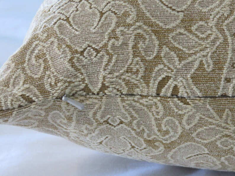 Cream and Gold Lace Chenille Pillow Cover 19 Square Etsy