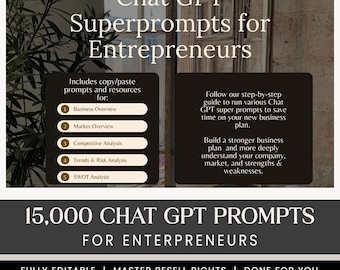 ChatGPT Claude Prompts for Business | AI Marketing Prompts PDF | 15000 ChatGPT Prompt Templates | Entrepreneur AI Tools Digital Download