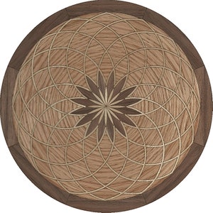 Wood Floor Medallion Decorative #DOME Oak Walnut Maple 12&quot; 18&quot; or 24&quot; x 3/4&quot;Thk