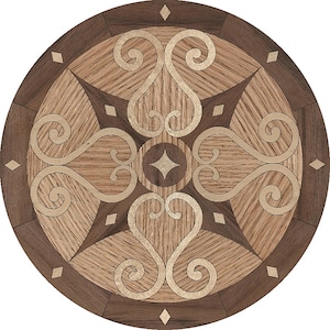 Wood Floor Medallion Decorative #DECR Oak Walnut Maple 12&quot; 18&quot; or 24&quot; x 3/4&quot;Thk