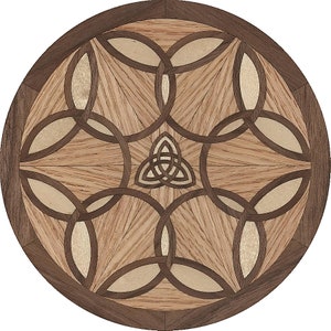 Wood Floor Medallion Celtic Knot #CELT Oak Walnut Maple 12&quot; 18&quot; or 24&quot; x 3/4&quot;Thk