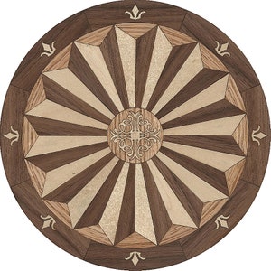 Wood Floor Medallion Decorative Fan #JFAN Oak Walnut Maple 12&quot; 18&quot; or 24&quot; x 3/4&quot;Thk