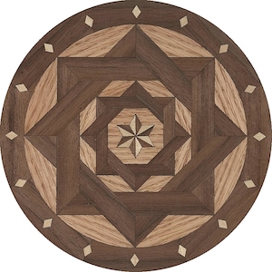 Wood Floor Medallion Decorative #TWND Oak Walnut Maple 12&quot; 18&quot; or 24&quot; x 3/4&quot;Thk