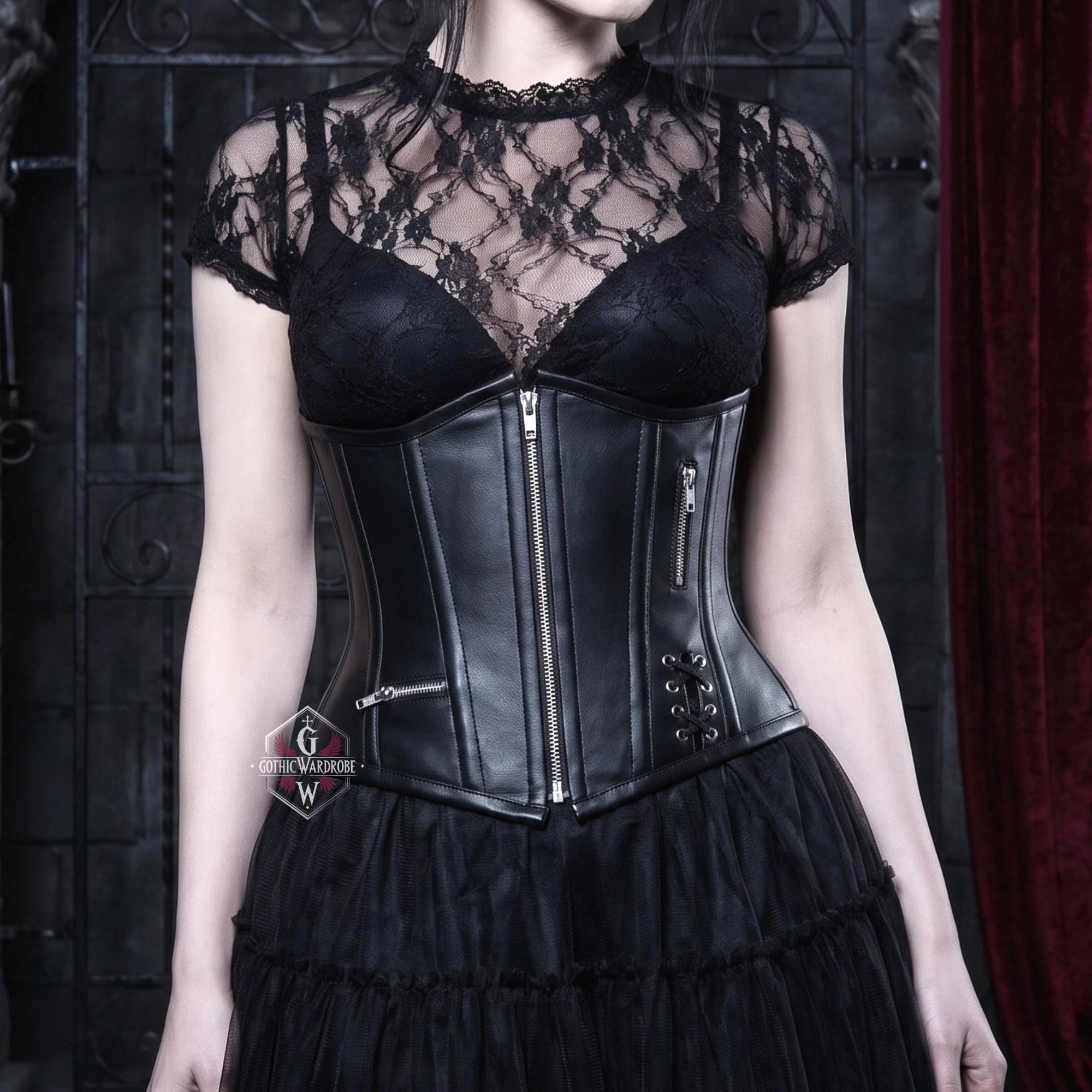 Black Corset Top With Zipper - Etsy