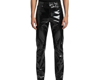 Schwarze PVC Lackhose - Glanzvolle Gothic Punk Hose, Unisex