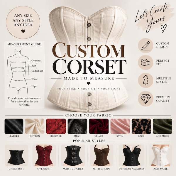Custom Corset, Made to Measure Bustier, Bespoke Corset Top, Personalized Waist Cincher, Custom Bodice, Corset for Women, Unique Fashion
