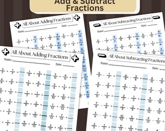 4th Grade Fraction Addition & Subtraction Worksheets (Same Denominator) | Answer Keys | PDF Printable