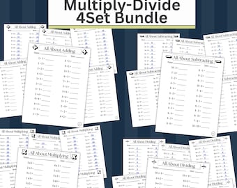 Add, Subtract, Multiply & Divide Practice Problems Worksheets | 4 Set Bundle | Answer Keys | Beginner | PDF