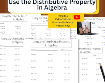 Using the Distributive Property in Algebra | Step-by-Step Guide | Video Tutorial | Printable PDF