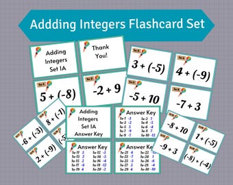 Add Positive/Negative Numbers, Flashcards (PDF Download Print)