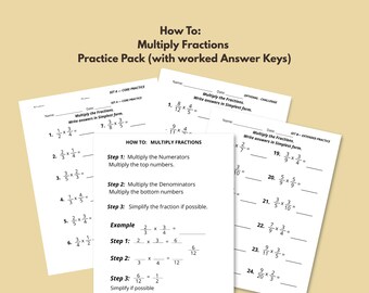 Multiply Fractions Practice Pack | Step-by-Step Guide with Worked Solutions | Printable PDF