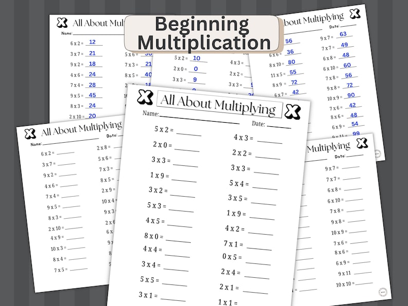 Multiplication Practice Problems Worksheets | Answer Keys | Beginner Level | PDF Download Printable image 1