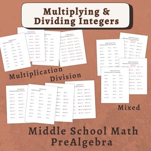 Multiply/Divide Positive/Negative Numbers Worksheet Bundle (PDF)