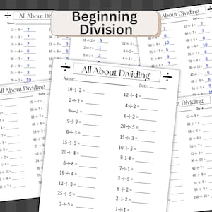 Division Practice Problems Worksheets | Answer Keys | Beginner Level | PDF Download Printable