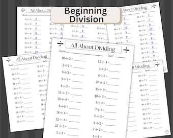 Division Practice Problems Worksheets | Answer Keys | Beginner Level | PDF Download Printable