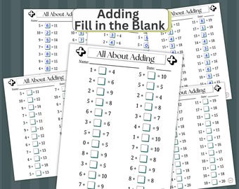 Addition Practice Problems Worksheets | Fill in the Blank | Answer Keys | Beginner | PDF Download Printable