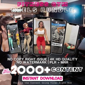 2000+ VIRAL Fitness Reels Pack  - Gym Training • Workout Clips • Motivational Videos • YouTube Shorts • Instagram Reels | MRR + PLR License