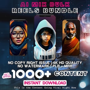 1000+ AI Motivational Reels Bundle | Instant Download | Viral Content | Instagram Reels, TikTok Shorts, YouTube Videos | Digital PLR | MRR