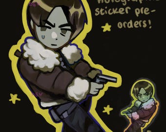 leon re4 holographic sticker