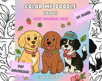 Dog Coloring Book, Kids, Children, Adults, Teachers, Instant Digital Download, Cute Cozy Dog Coloring Book, Simple Bold Lines, 20 Plus Pages