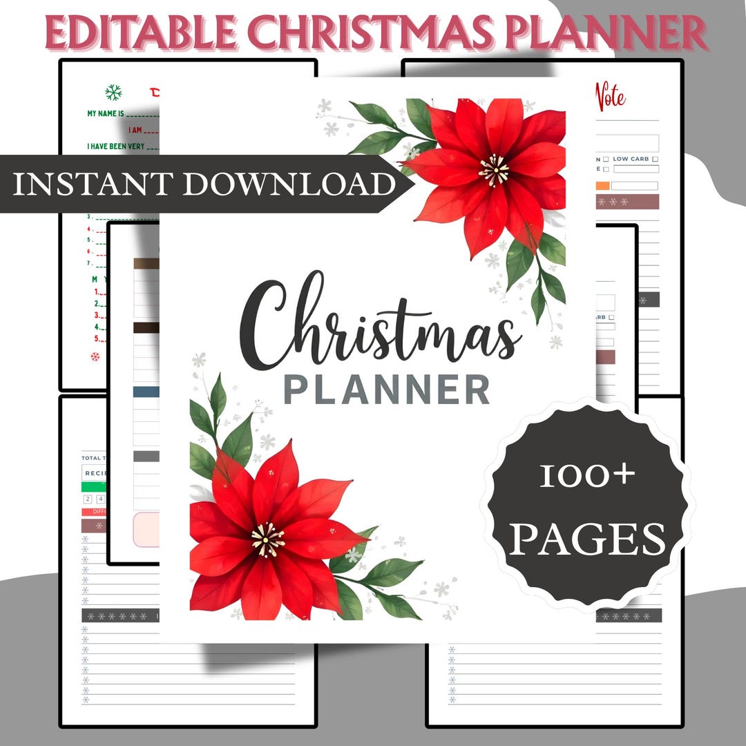Editable Christmas Planner | Printable Holiday Organizer | Digital ...