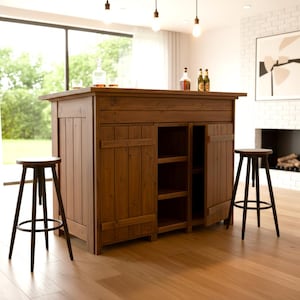 Plannen voor thuisbar en opbergers voor binnen | Groot doe-het-zelf keukeneiland barontwerp (pdf-schema)