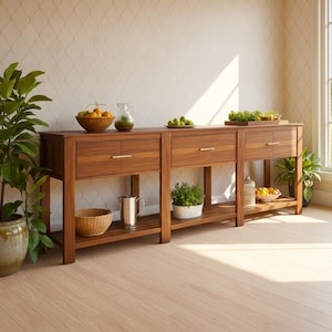 Farmhouse Table buffet build plan - Large console with drawers, Sofa Table (PDF Download)