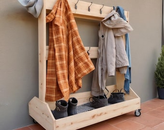 DIY Rolling Mudroom Storage Rack Plan: Beginner Woodworking (PDF Download