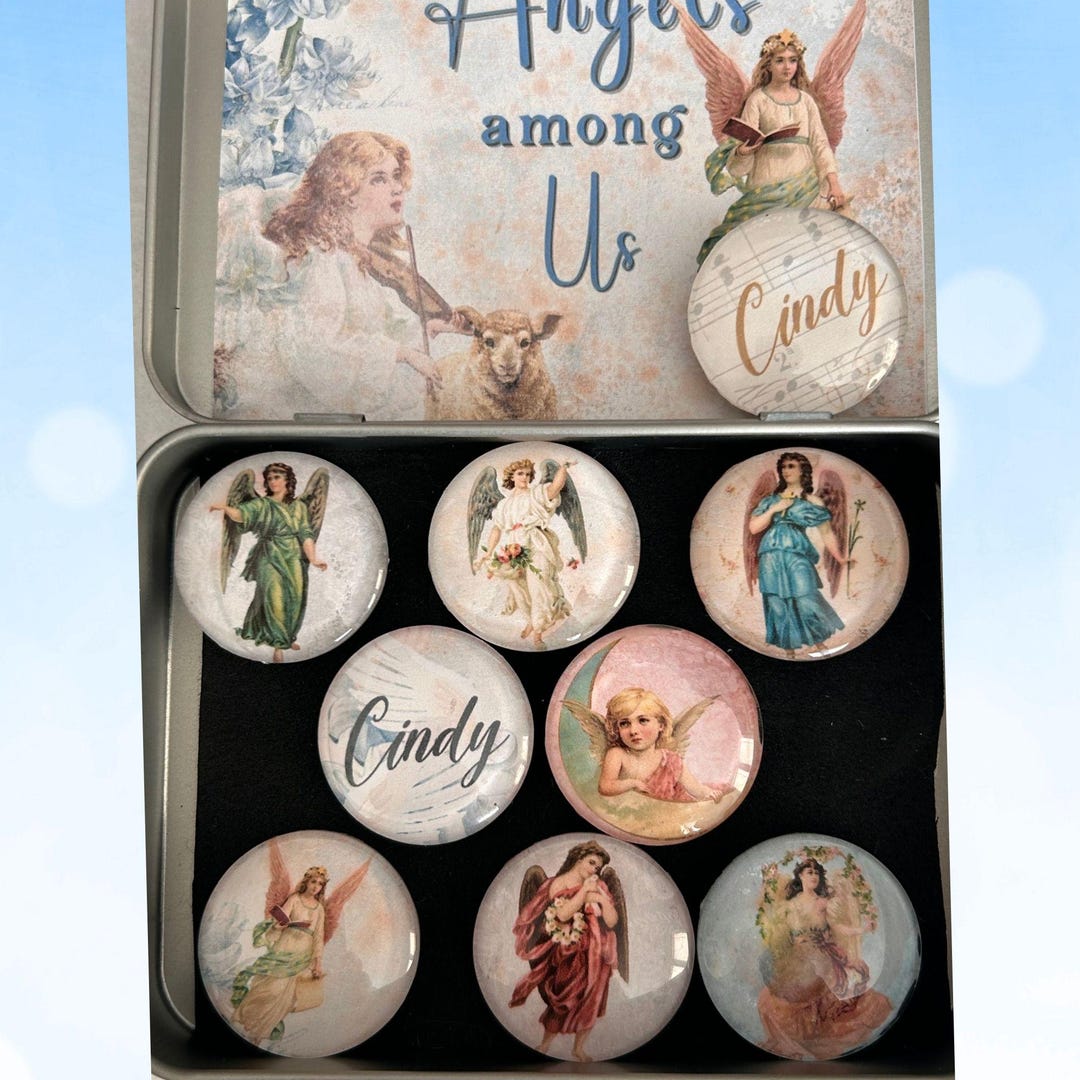 Vintage Angel Glass Cabochon Magnets, Set of 8, Personalized and Custom ...
