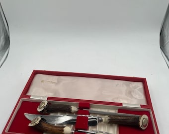 Juego de trinchar Cooper Bros Sheffield Inglaterra de 3 piezas / Juego de cubiertos vintage con afilador de cuchillos y tenedores