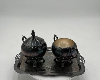 Viking EP Copper Sugar Cream Set with Tray | Silver Plate Serving Dish Canada