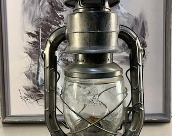 Antique Dietz D-Lite No. 2 Lantern | Vintage Silver Railroad Train Lamp | Made in USA