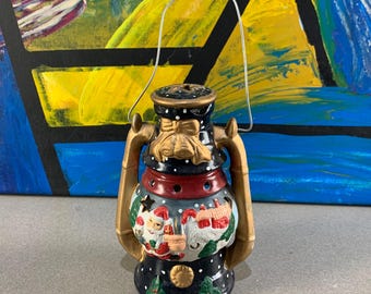 Figurine Père Noël En Métal Forgé/Soudé - Porte Bougie Chrome Argenté - Rare