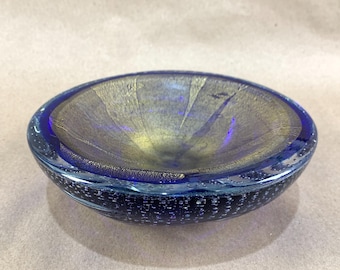 Cenicero de cristal de Murano de Archimede Seguso / Italia, década de 1950 / Coleccionable de vidrio artístico vintage de mediados de siglo