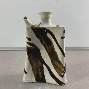 Shoji Hamada Style Stoneware Bottle Vase: Japanese Mingei Folk Art