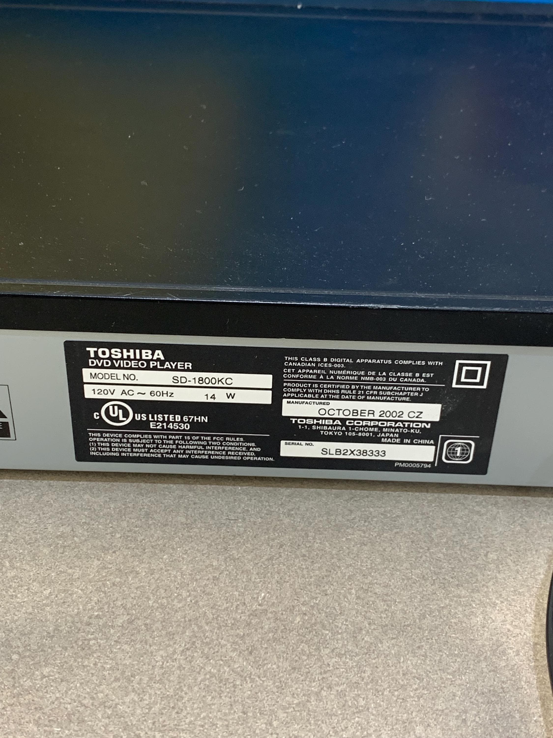 Vintage Toshiba SD-1800 DVD Player | Retro Home Electronics