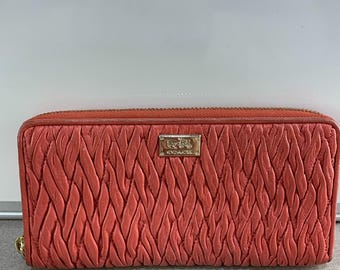 Coach Madison Accordion Zip Gathered Twist Leather Wallet 49609 | Brick Red Designer Wallet