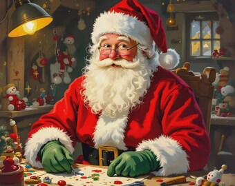 SANTA'S MAGICAL WORKSHOP - Premium Digital Christmas Illustration