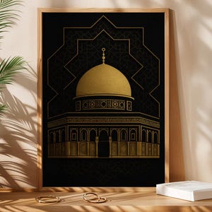 Al Aqsa Mosque Print: Golden Dome of the Rock, Jerusalem Islamic Wall Art