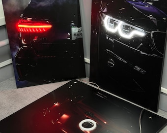 Car Neon LED Poster | Luxury Backlit Wall Art | Perfect Gift for Car Enthusiasts, Boyfriend, or Garage Decor | Modern PVC LED Print