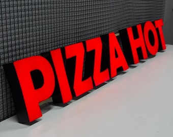 Custom 3D Letters Sign | Outdoor Restaurant Signage for Pizza, Cafe, Shop | Illuminated Acrylic Letters Business Wall Decor
