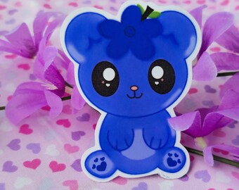 Kawaii Blueberry Bear Vinyl Sticker | Cute Laptop Decal