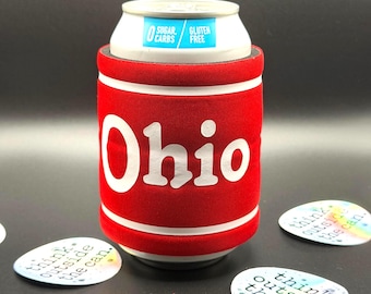 Retro Ohio Slap Wrap Can Cooler | Customizable Handmade Drink Sleeve