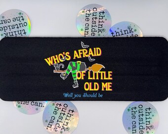 Who’s Afraid Can Cooler | Halloween Drink Sleeve | Campy Slap Wrap Can Cooler | Witchy