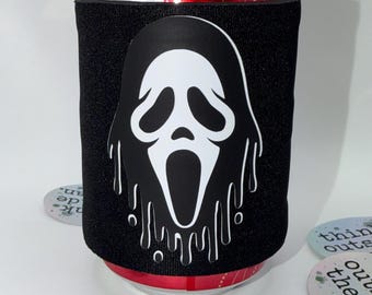 Ghost Face Slap Wrap Can Cooler | Spooky Horror Drink Sleeve | 90s Horror Inspired SlapChillz