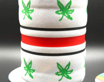Ohio State Buckeyes Helmet Stripe Slap Wrap Can Cooler | Football SlapChillz | Buckeye Leaf Sports Drink Sleeve