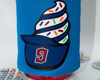 Summer Baseball Slap Wrap Can Cooler | Ice Cream with Sprinkles in Helmet Drink Sleeve